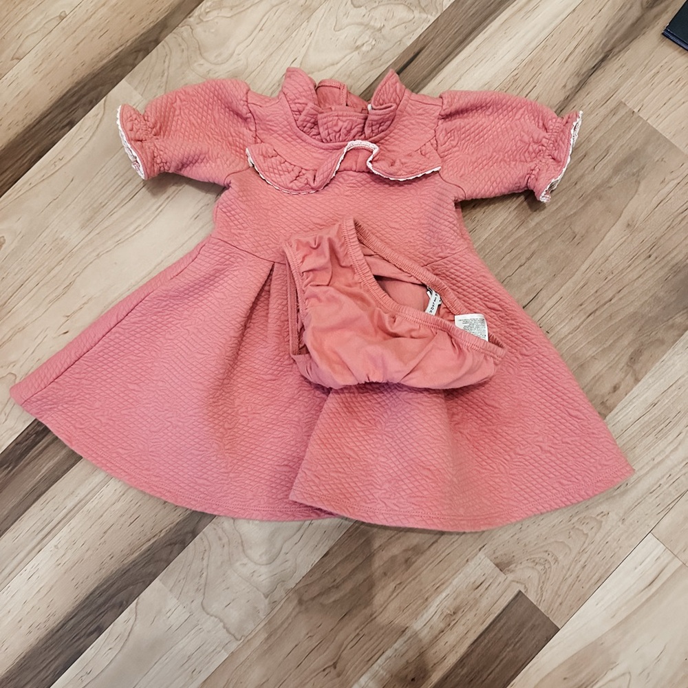 Janie and Jack Pink Textured Ruffle Collar Formal Dress